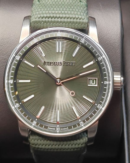 2024 Audemars Piguet Code 11.59 41MM Green Olive Dial Textile Strap (15210ST.OO.A056KB.01)