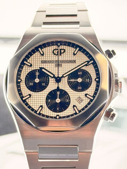 2022 Girard Perregaux Laureato Chronograph 42MM Silver Dial Steel Bracelet (81020-11-131-11A)