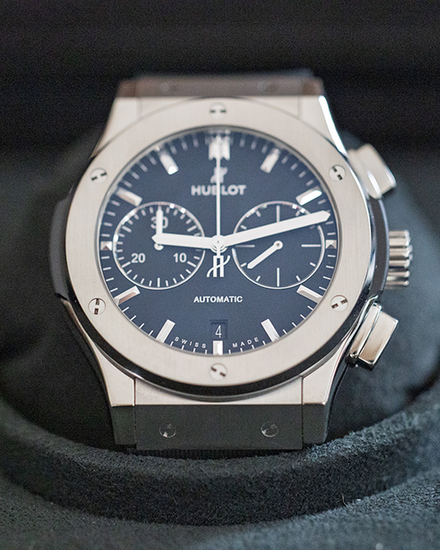 No Reserve - 2025 Hublot Classic Fusion Chronograph 45MM Black Dial Rubber Strap (521.NX.1171.RX)