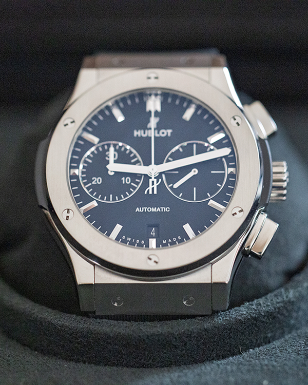 No Reserve - 2025 Hublot Classic Fusion Chronograph 45MM Black Dial Rubber Strap (521.NX.1171.RX)