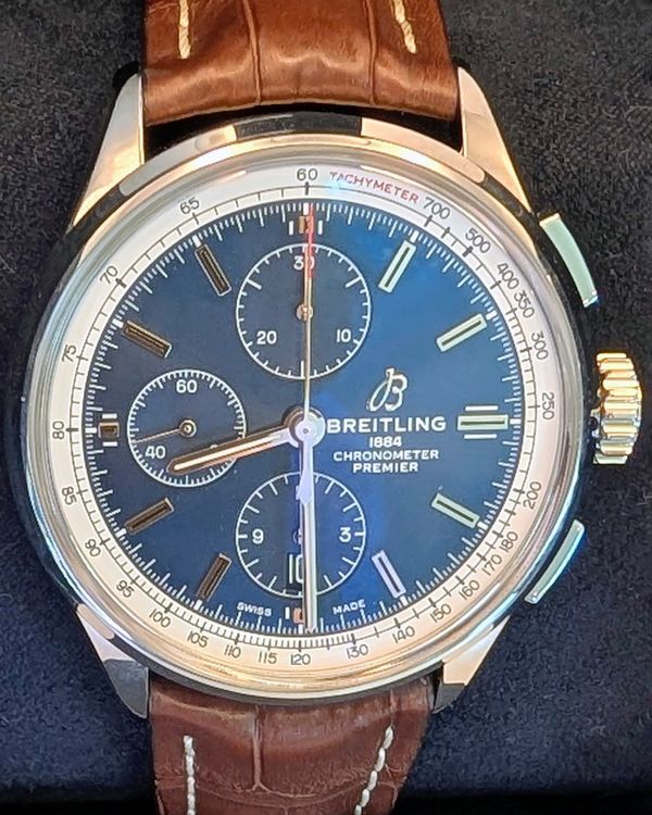 2018 Breitling Premier 42MM Blue Dial Leather Strap (A13315)