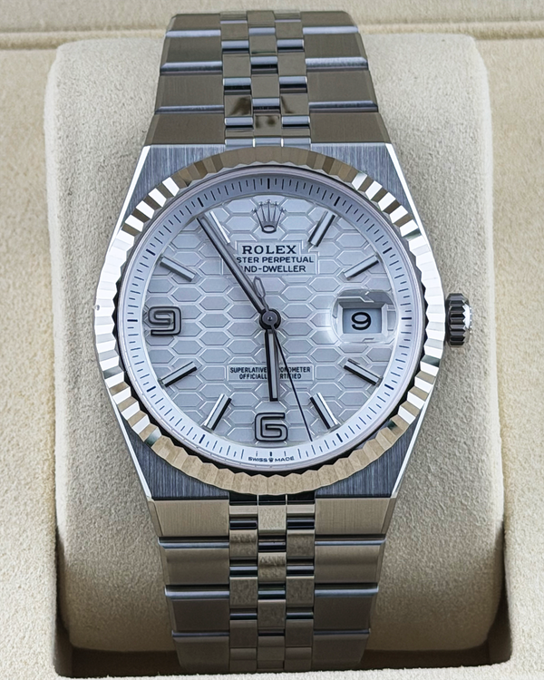 2026 Rolex Land-Dweller 40MM White "Honeycomb" Dial Flat Jubilee Bracelet (127334)