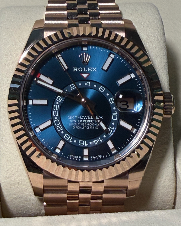2026 Rolex Sky-Dweller 42MM Blue Dial Rose Gold Jubilee Bracelet (336935)