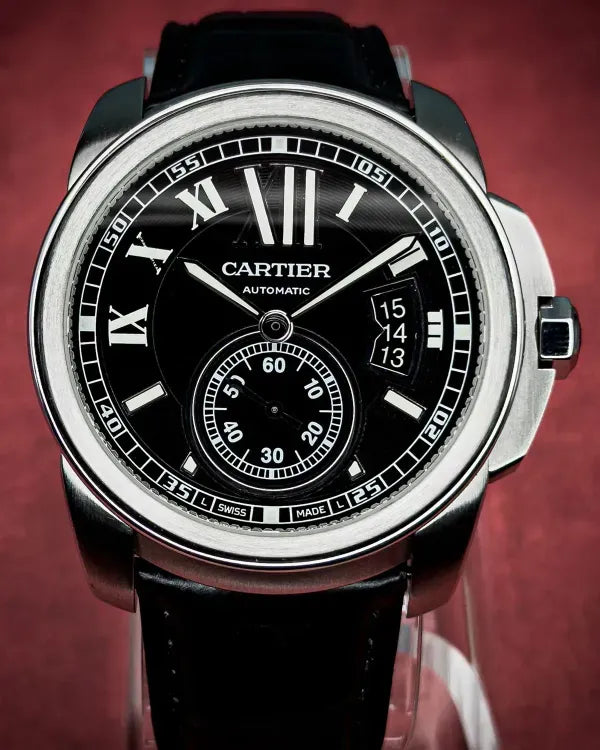 2016 Cartier Calibre de Cartier 42MM Black Dial Leather Strap (W7100041)