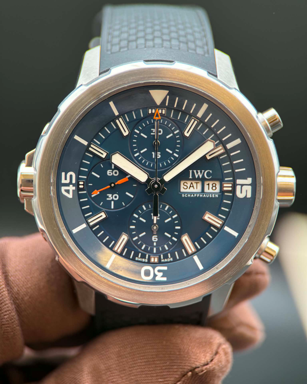 2012 IWC Schaffhausen Aquatimer Chronograph 44MM Blue Dial Rubber Strap (IW376805)