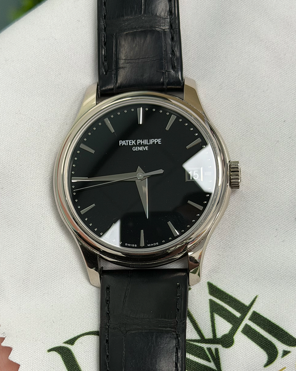 2024 Patek Philippe Calatrava 39MM Black Dial Leather Strap (5227G-001)