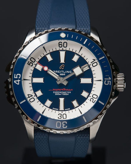 2025 Breitling Superocean 46MM Blue Dial Rubber Strap (A17378E71C1S1)