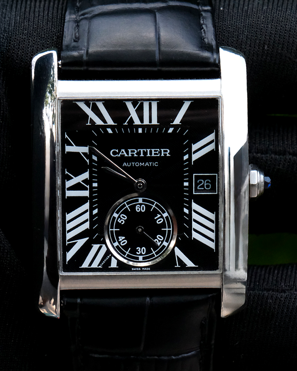 2019 Cartier Tank MC 34.3MM Black Dial Leather Strap (W5330004)