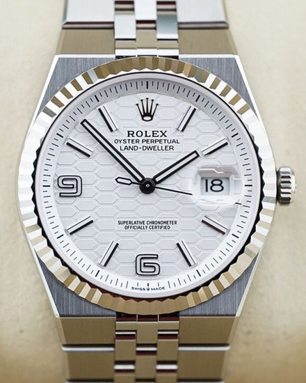 2026 Rolex Land-Dweller 40MM White "Honeycomb" Dial Flat Jubilee Bracelet (127334)