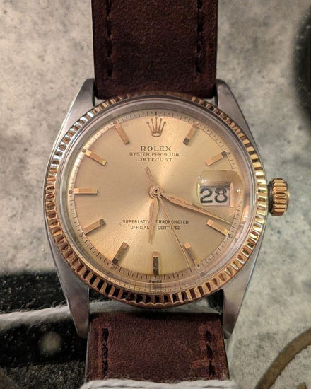 Rolex Datejust 36MM Champagne Dial Aftermarket Leather Strap (1600)