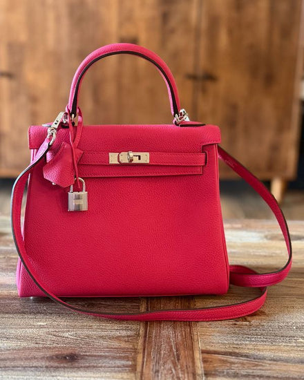 2026 Hermès Kelly 25 Retourne Handbag Rose  Mexico Leather Palladium Hardware Top Handle & Shoulder Strap (Kelly)