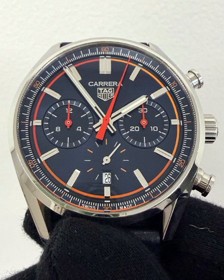 2023 Tag Heuer Carrera Chronograph 42MM Blue Dial Leather Strap (CBN201D.FC6543)
