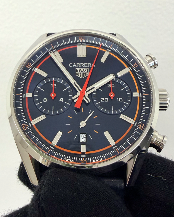 2023 Tag Heuer Carrera Chronograph 42MM Blue Dial Leather Strap (CBN201D.FC6543)