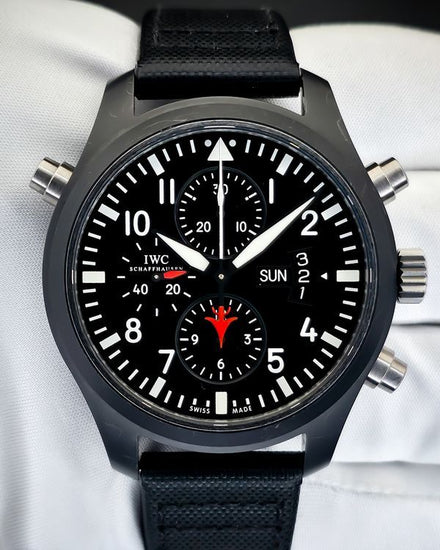 2015 IWC Schaffhausen Pilot Top Gun Edition 46MM Black Dial Textile Strap (IW379901)