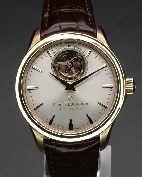 Carl F. Bucherer Heritage Tourbillon Double Peripheral 43.1MM Silver Dial Leather Strap (00.10802.03.13.01 )