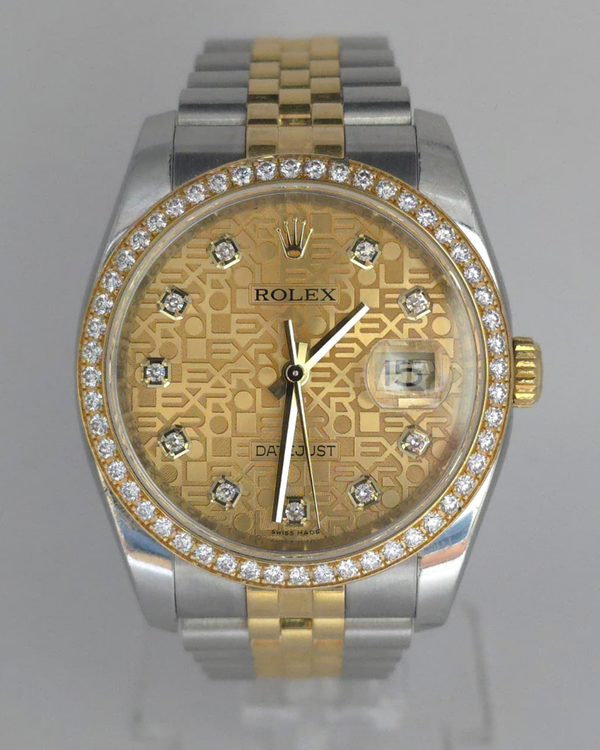 2010 Rolex Datejust 36MM Champagne "Jubilee Motif" Dial Two-Tone Jubilee Bracelet (116243)