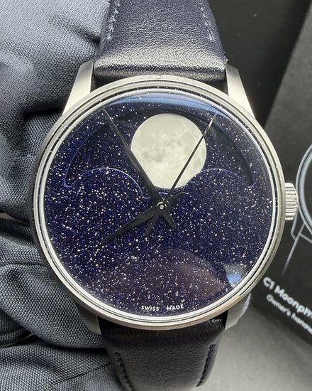 Christopher Ward C1 Moonphase 37MM Aventurine Dial Leather Strap (C01-37AMP2-S00B0-MB)