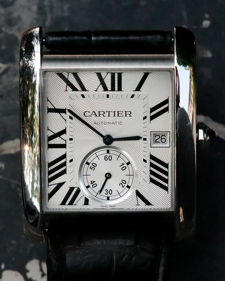 2014 Cartier Tank MC 34.3MM Silver Dial Leather Strap (3589)