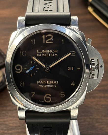 No Reserve - Panerai Luminor Marina 1950 3 Days 44MM Black Dial Rubber Strap (PAM01359)