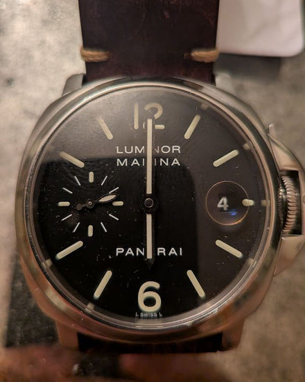 2018 Panerai Luminor Marina 40MM Black Dial Aftermarket Leather Strap (OP6560)