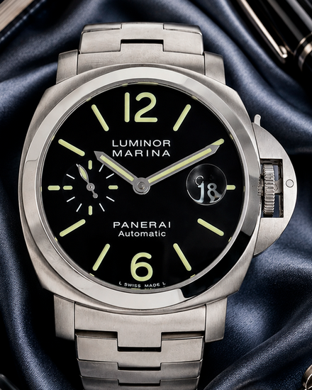 2016 Panerai Luminor Marina 44MM Black Dial Steel Bracelet (PAM00299)