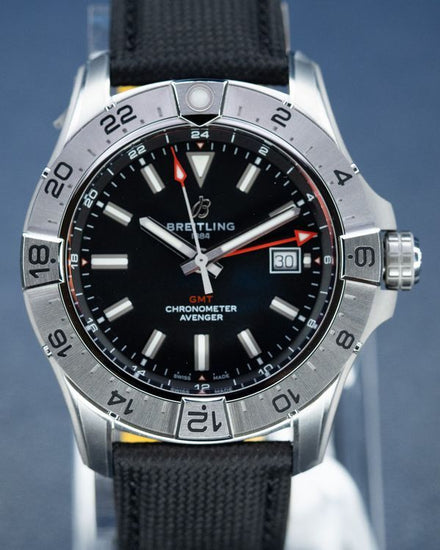 2026 Breitling Avenger GMT 44MM Black Dial Leather Strap (A32320)