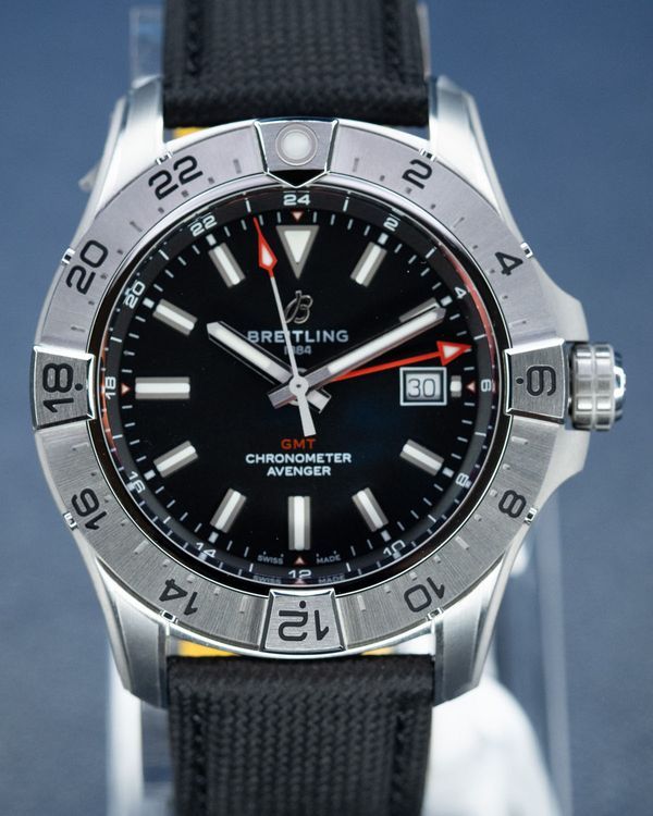 2026 Breitling Avenger GMT 44MM Black Dial Leather Strap (A32320)