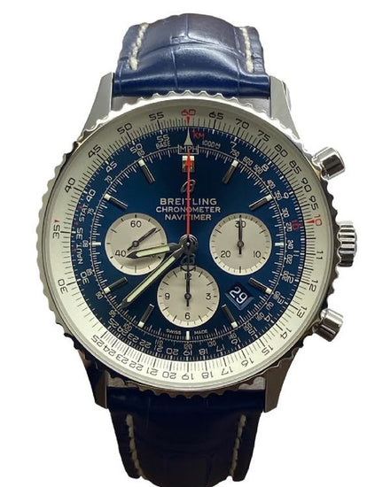 2019 Breitling Navitimer 1 B01 Chronograph 46MM Blue Dial Leather Strap (AB0127211C1P2)