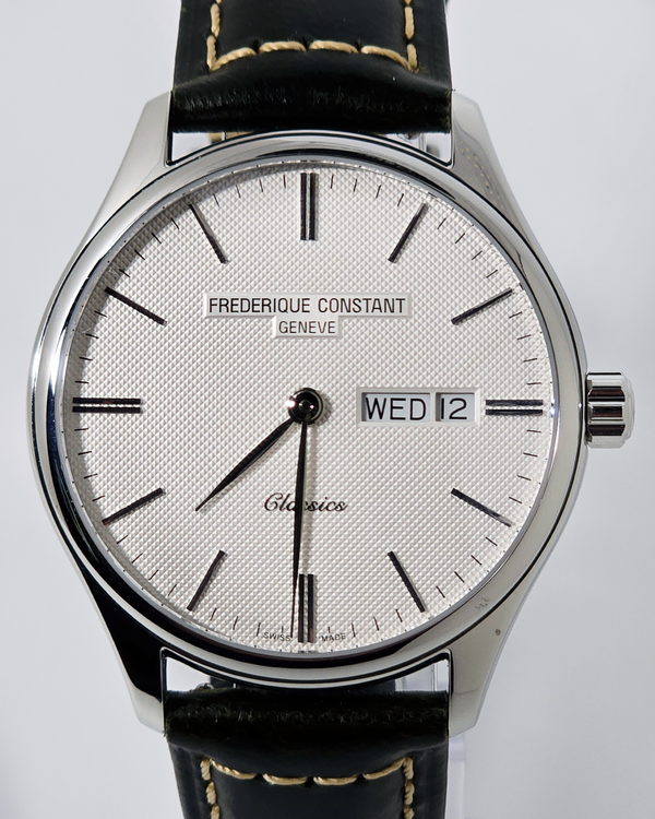 No Reserve - Frederique Constant Classics 40MM Quartz Silver Dial Aftermarket Leather Strap (FC-225XB4/5/6)