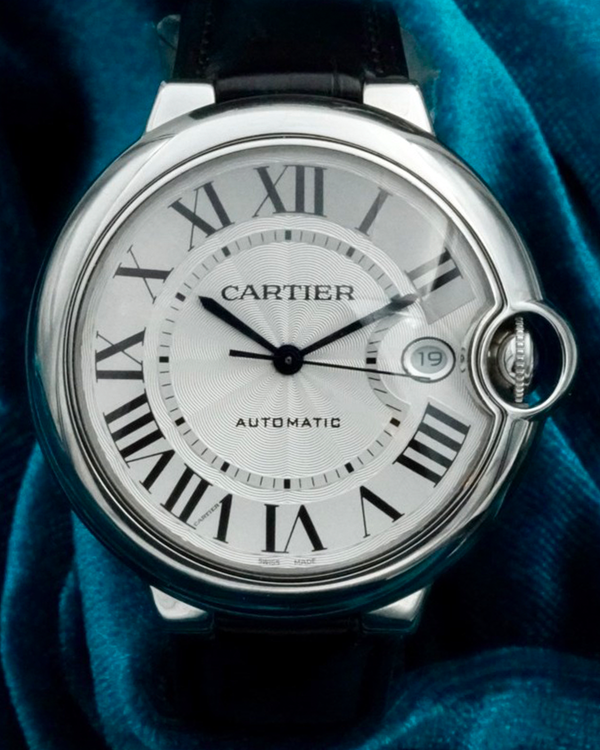 No Reserve - 2022 Cartier Ballon Bleu 40MM Silver Dial Leather Strap (WSBB0039)