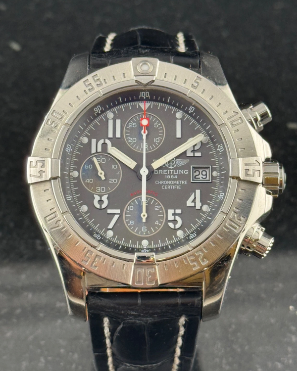Breitling Avenger Skyland 45MM Grey Dial Leather Strap (A13380)