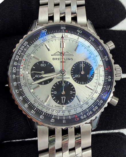 2025 Breitling Navitimer B01 Chronograph 43MM Silver Dial Steel Bracelet (AB0138)