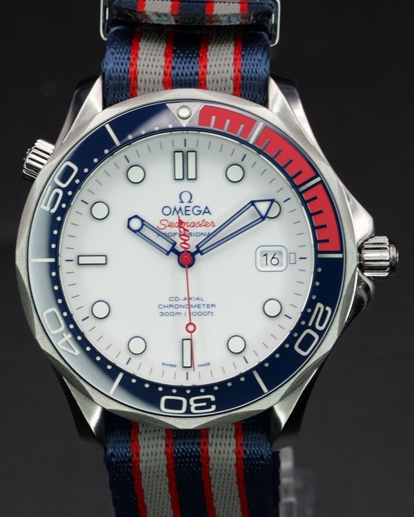 2024 Omega Seamaster Diver 300M "Bond 007 Commander's Watch" L.E. 41MM White Dial Textile Strap (212.32.41.20.04.001)
