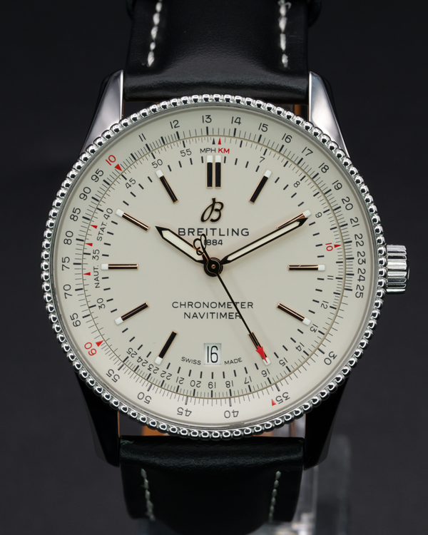 Breitling Navitimer 41MM Silver Dial Aftermarket Leather Strap (A17326211G1P1)