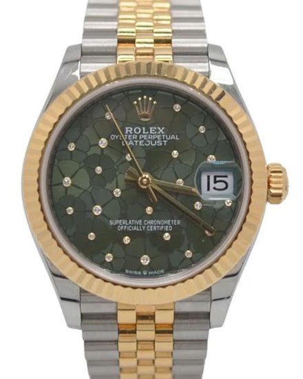 2024 Rolex Datejust 31MM Green Floral Motif Dial Two-Tone Jubilee Bracelet (278273)