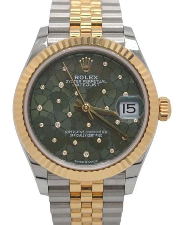 2024 Rolex Datejust 31MM Green Floral Motif Dial Two-Tone Jubilee Bracelet (278273)