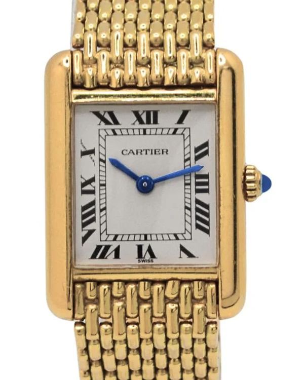 1988 Cartier Tank Quartz 22.5MM White Dial Yellow Gold Bracelet (6601)
