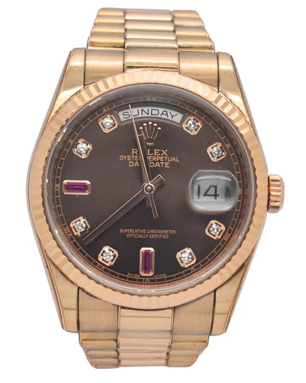 2018 Rolex Day-Date 36MM Chocolate Dial Rose Gold President Bracelet (118235)