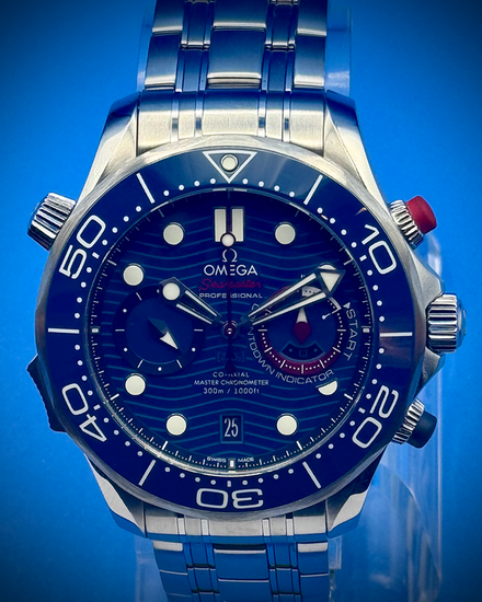 2025 Omega Seamaster Diver 300M "America's Cup" 44MM Blue Dial Steel Bracelet (210.30.44.51.03.002)