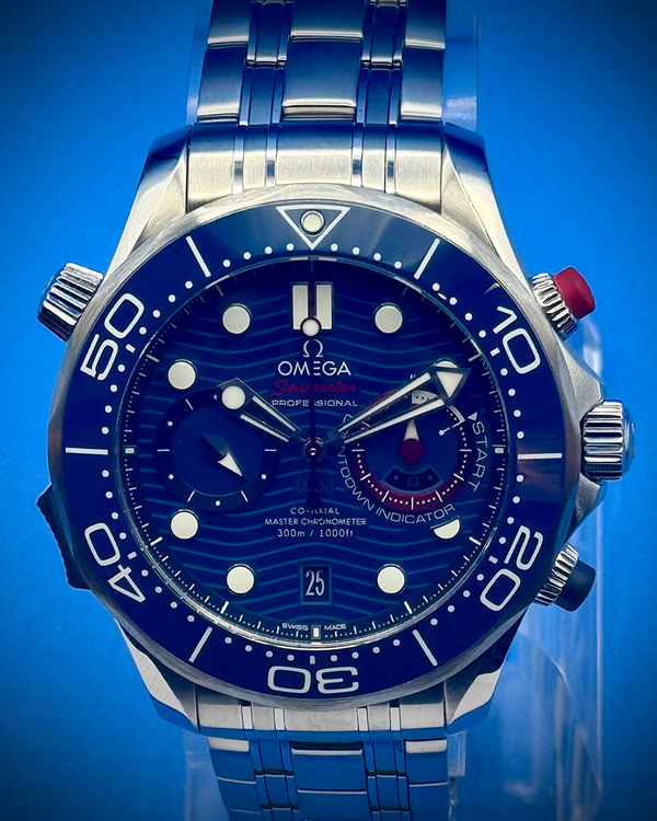 2025 Omega Seamaster Diver 300M "America's Cup" 44MM Blue Dial Steel Bracelet (210.30.44.51.03.002)