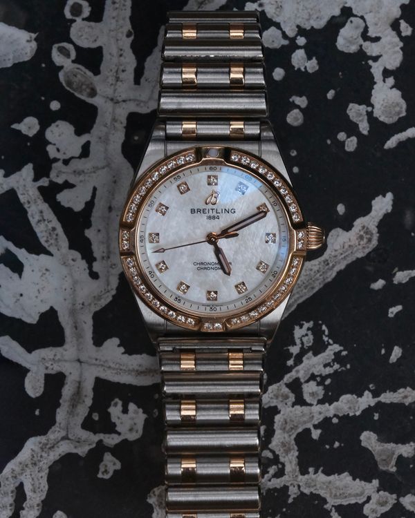 2025 Breitling Chronomat 28MM Mother of Pearl Two Tone Bracelet (U72310)