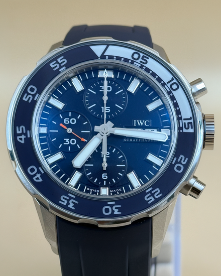 No Reserve - IWC Schaffhausen Aquatimer Chronograph "Expedition Jacques-Yves Cousteau" 44MM Black Dial Rubber Strap (IW376805)