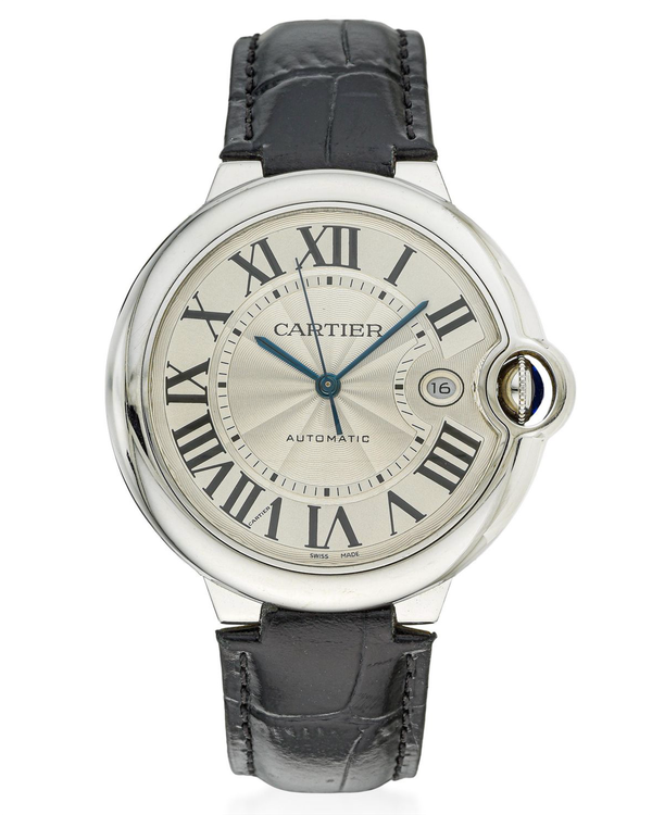 Cartier Ballon Bleu 42MM Silver Dial Leather Strap(W69012Z4)