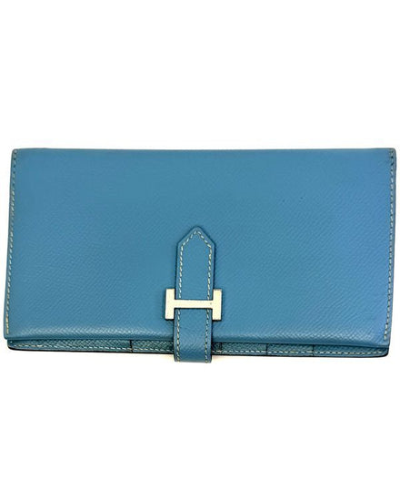 Hermès Bearn Wallet Small 6.9 × 3.5 × 0.2 in Togo Calfskin Leather Silver-Tone Hardware Flap Closure (Wallet)