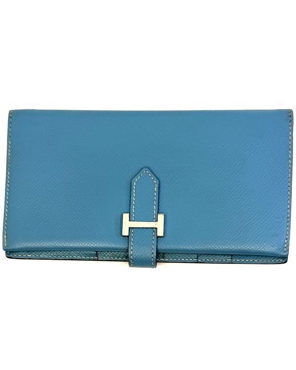 Hermès Bearn Wallet Small 6.9 × 3.5 × 0.2 in Togo Calfskin Leather Silver-Tone Hardware Flap Closure (Wallet)