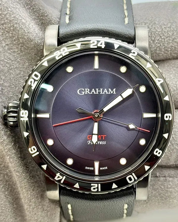 Graham Fortress City GMT 44MM Blue Dial Leather Strap (2FOBV.U03A)