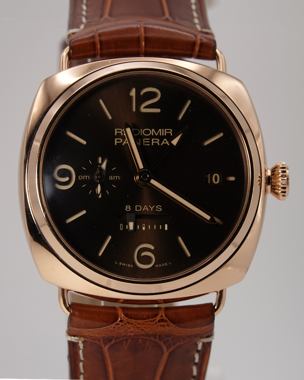 2012 Panerai Radiomir 8 Days GMT Oro Rosso L.E. 45MM Brown Dial Leather Strap (PAM00395)