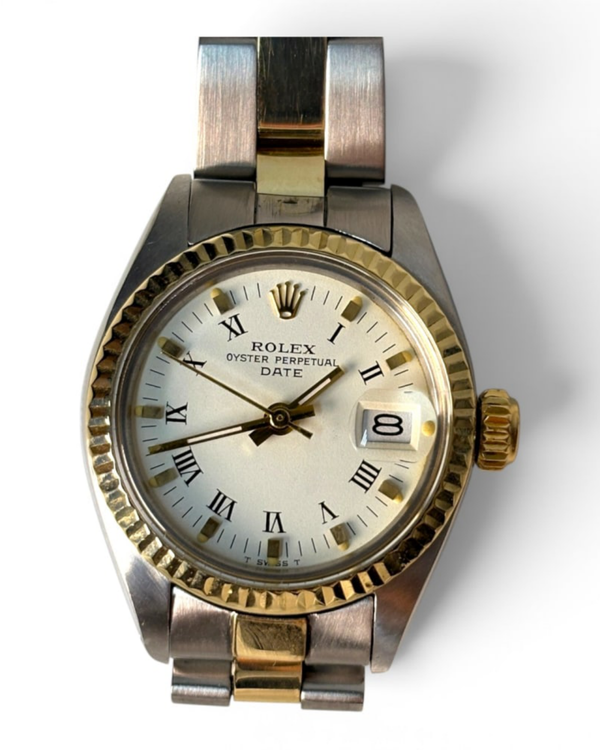 Rolex Lady-Datejust 26MM White Dial Aftermarket Two-Tone Gold-Plated Oyster Bracelet (6917)