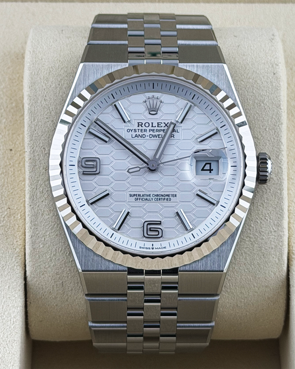 2026 Rolex Land-Dweller 40MM White "Honeycomb" Dial Flat Jubilee Bracelet (127334)