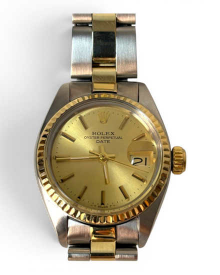 Rolex Oyster Perpetual 28MM Champagne Dial Aftermarket Two-Tone Oyster Bracelet (6917)